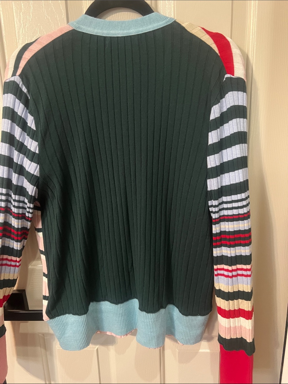 A.L.C. Striped Ribbed Button-Front Cardigan in Pink, Light Blue & Multi - Picture 6 of 8